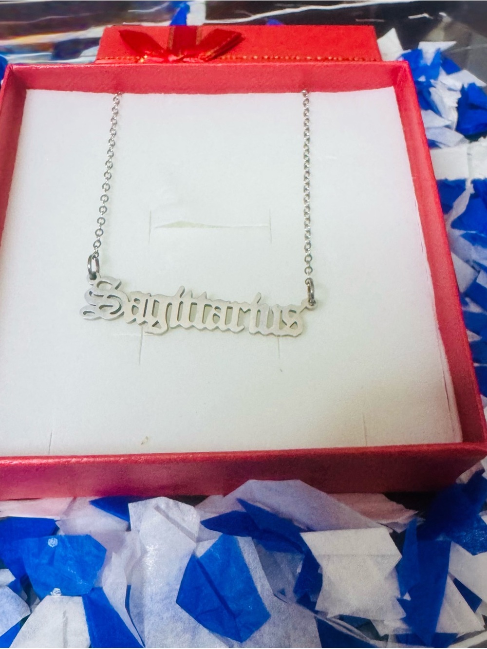 Sagittarius Script Name Necklace - Silver